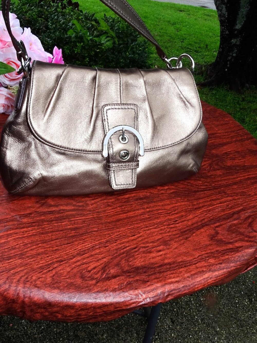 Vintage Coach Copper Colored Leather Handbag